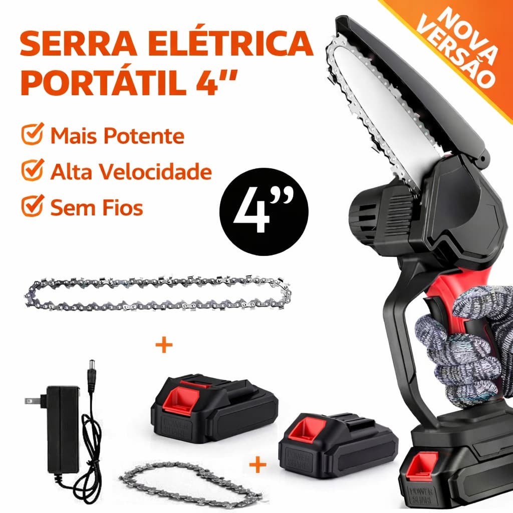 Mini Moto Serra Com Alça, Elétrica A Bateria Lítio 24v Bivolt Portátil Corta Tudo Premium
