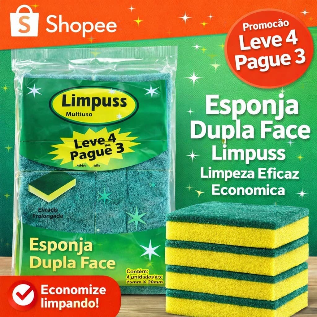 Kit 20 Bucha Esponja de Lavar Louça Média Limpeza Multiuso