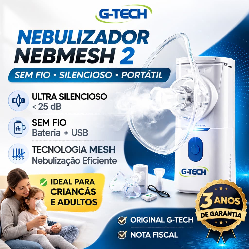 Nebulizador G-tech  Inalador Portátil Mesh Sem Fio Silencioso