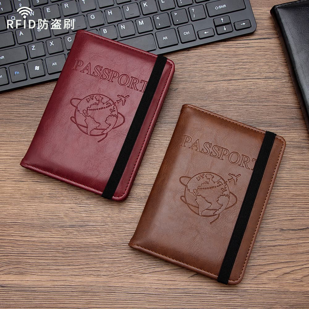 Novo estilo saco de passaporte couro do plutônio RFID Anti-roubo escova titular do passaporte viagem multifuncional bilh