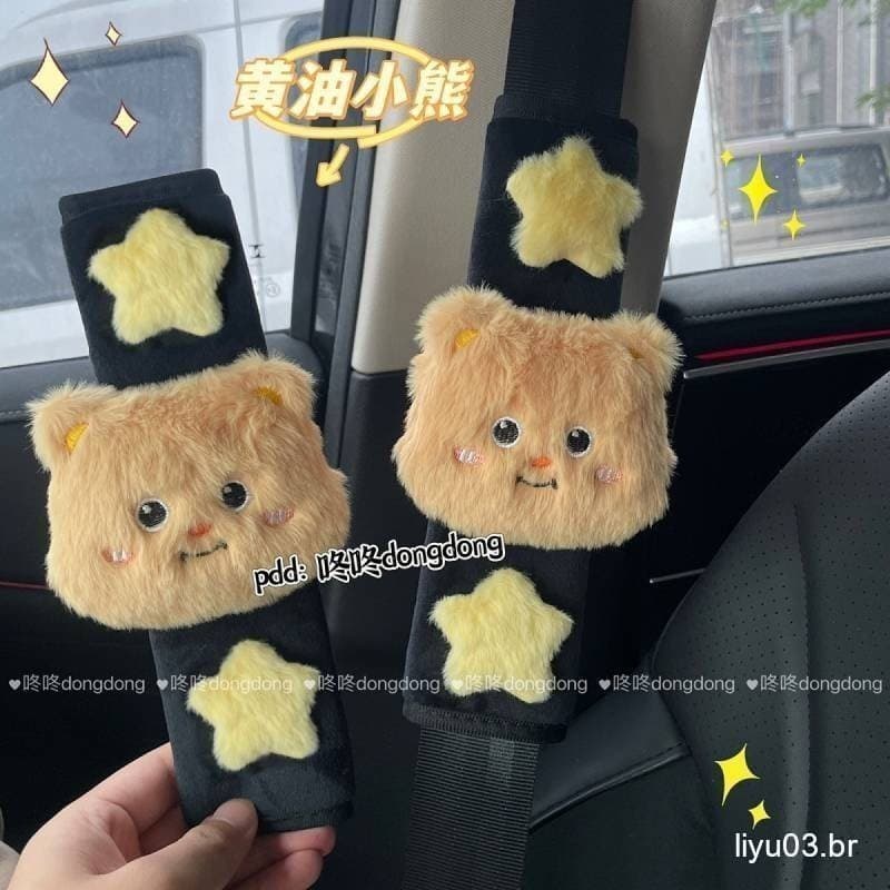 Manteiga Urso Cinto De Segurança Do Carro Almofada De Ombro Capa Bonito Bainha Decoração Menina cBts