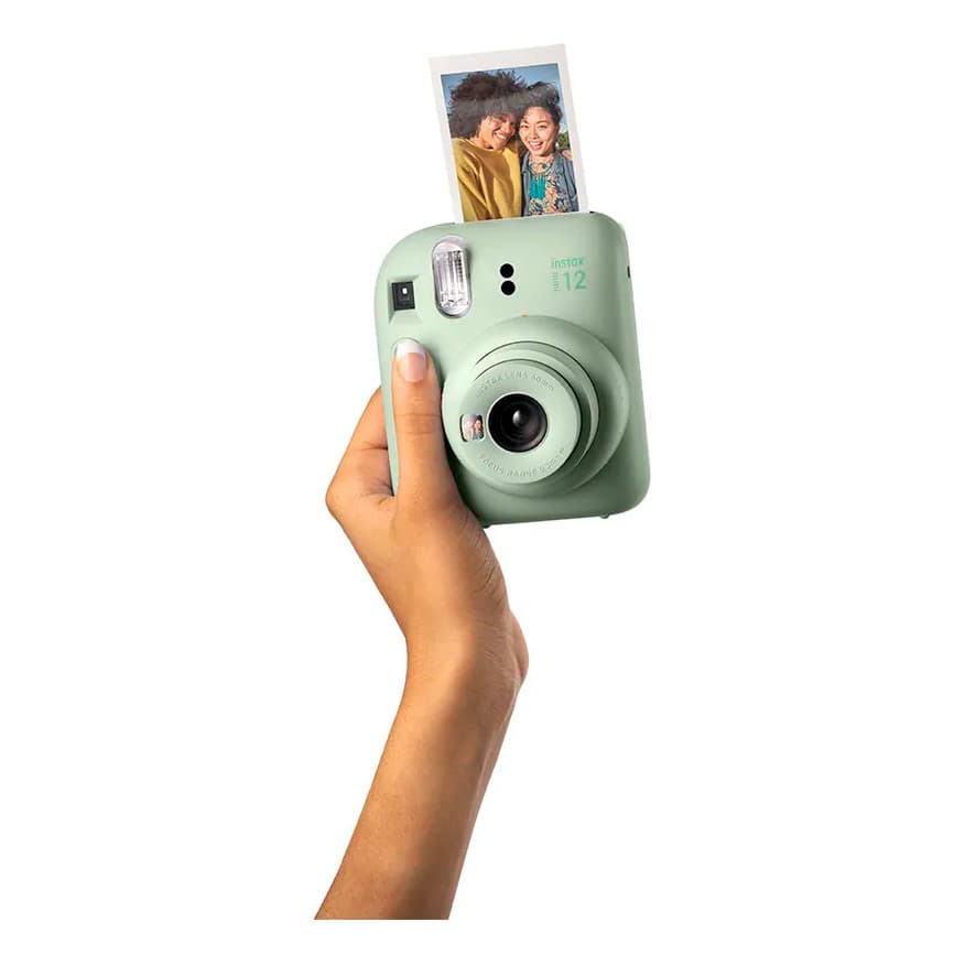 Kit Câmera Instax Mini 12 com pack 10 fotos Spray Art e Bolsa Verde Menta