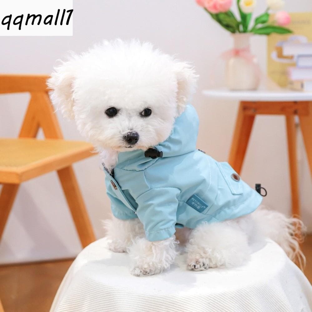 QQMALL1 Roupas Impermeáveis Para Cães , Capa De Chuva Ajustável Com Capuz De Duas Pernas , Casaco À Prova De Vento Anima