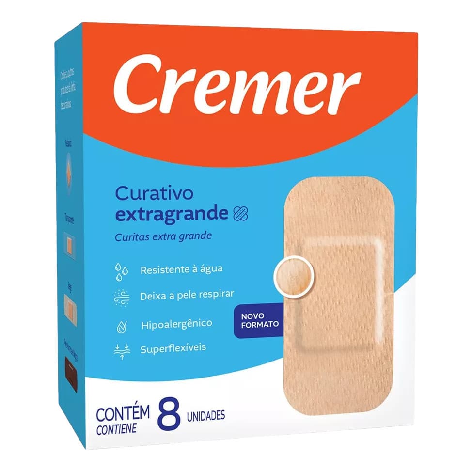Curativo Transparente Extra Grande Comum Bege C/8 Cremer
