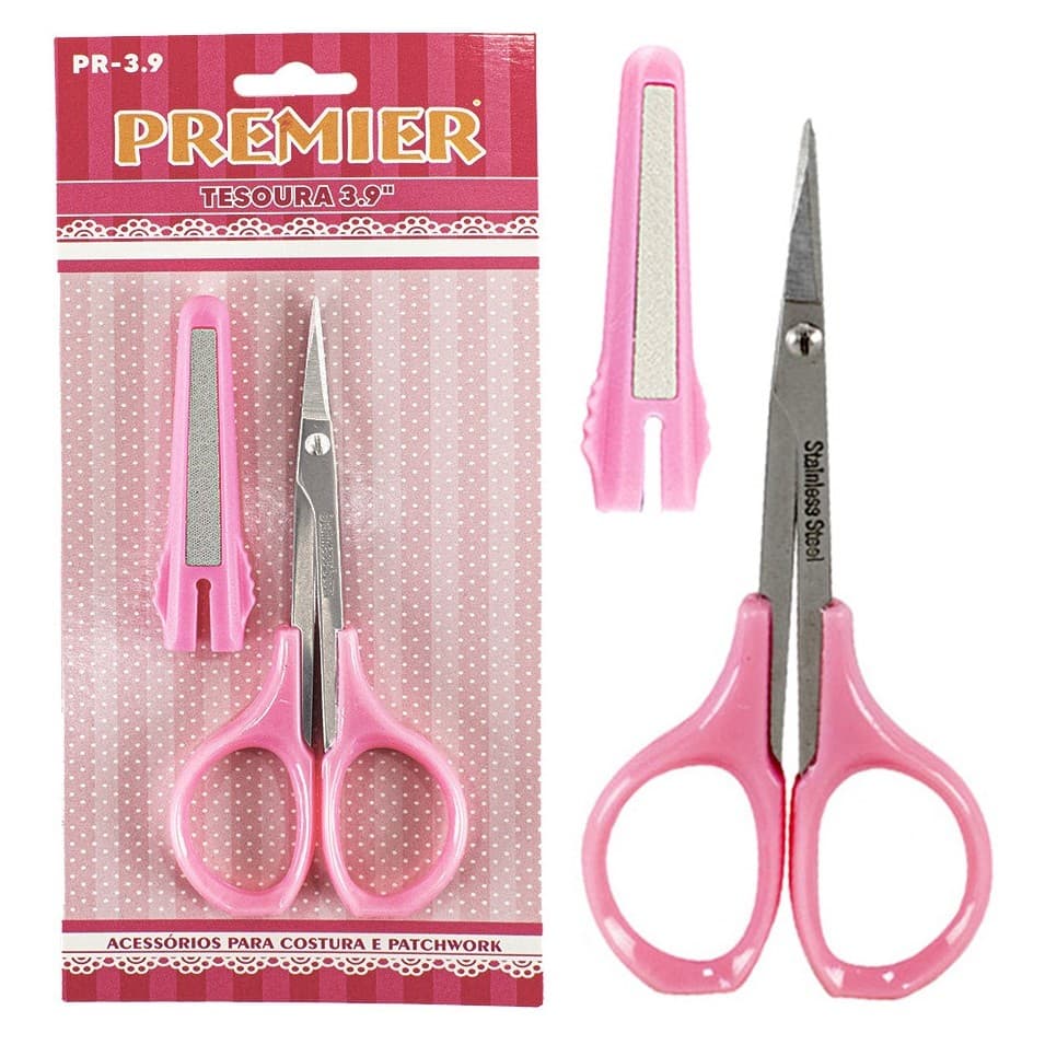 Tesoura Precisao Fina Patchwork Artesanato Costura 9cm Rosa
