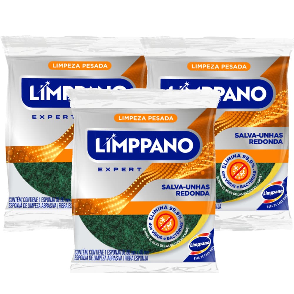 Kit 12 unidades Esponja de Limpeza Limppano Redonda