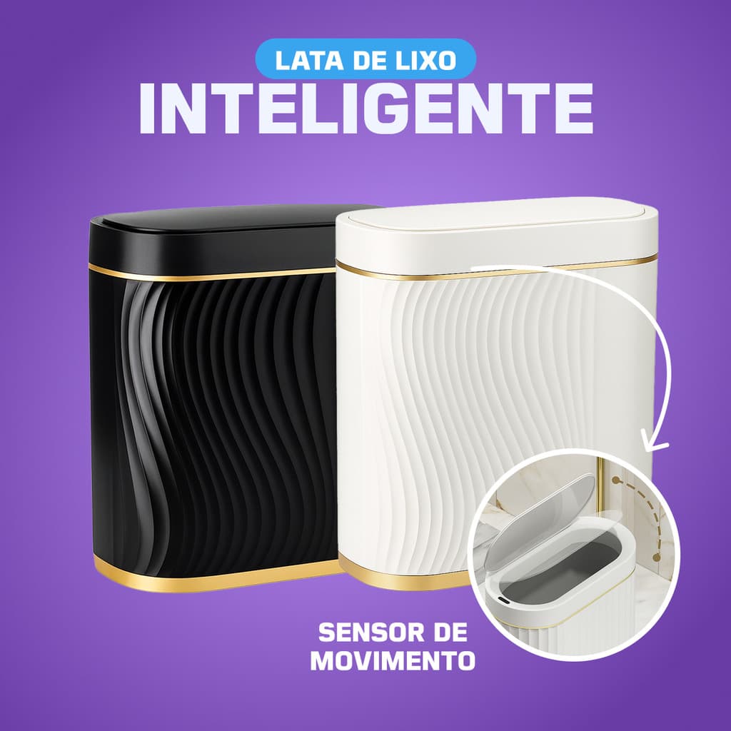 Lixeira Inteligente Sensor Automático Luxo 7L Sofisticada Cesto Lixo Casa Quarto Banheiro Cozinha
