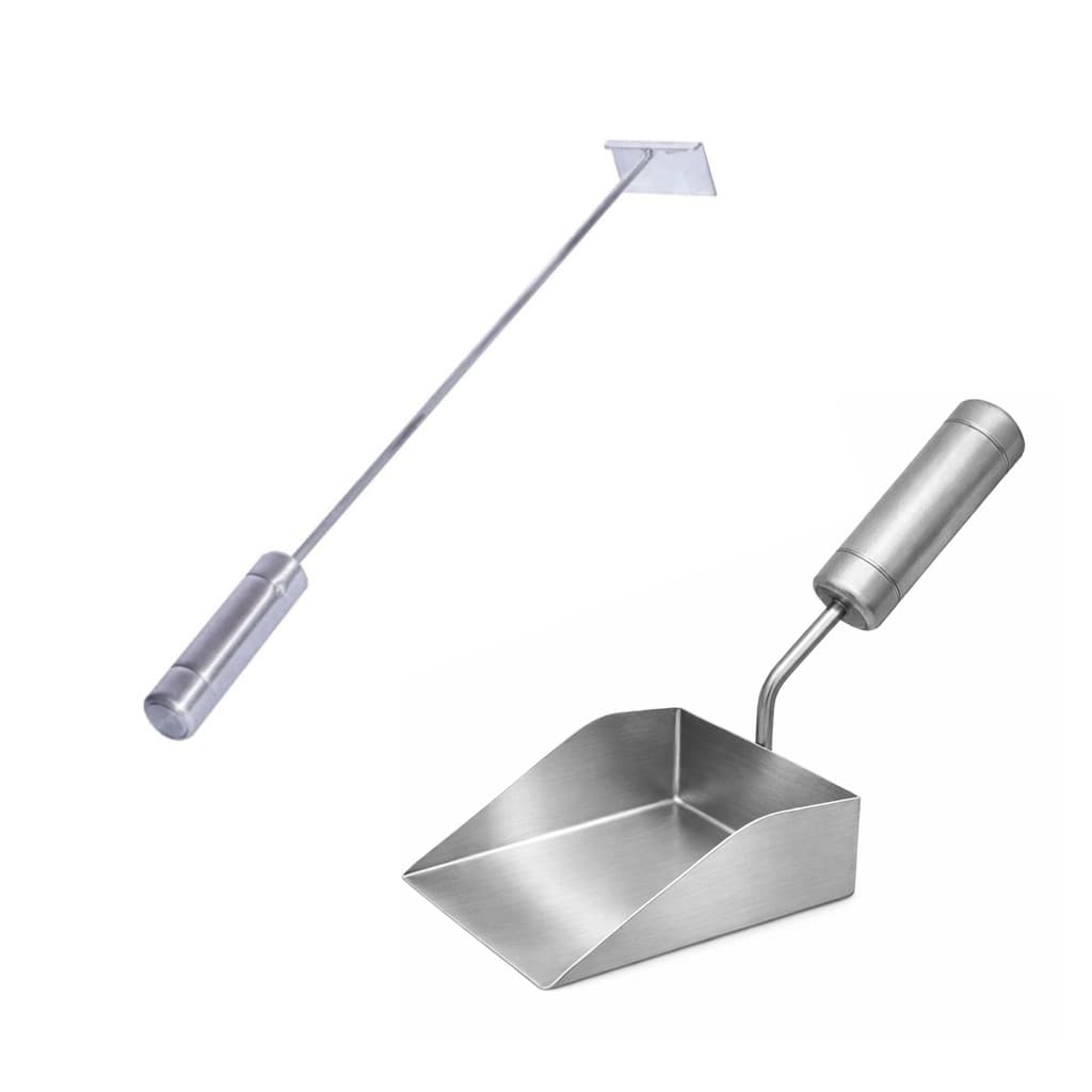 Kit Pá Cinza Para Limpeza Churrasqueira + Espalhador De Brasas Com Cabo Alumínio Térmico Are