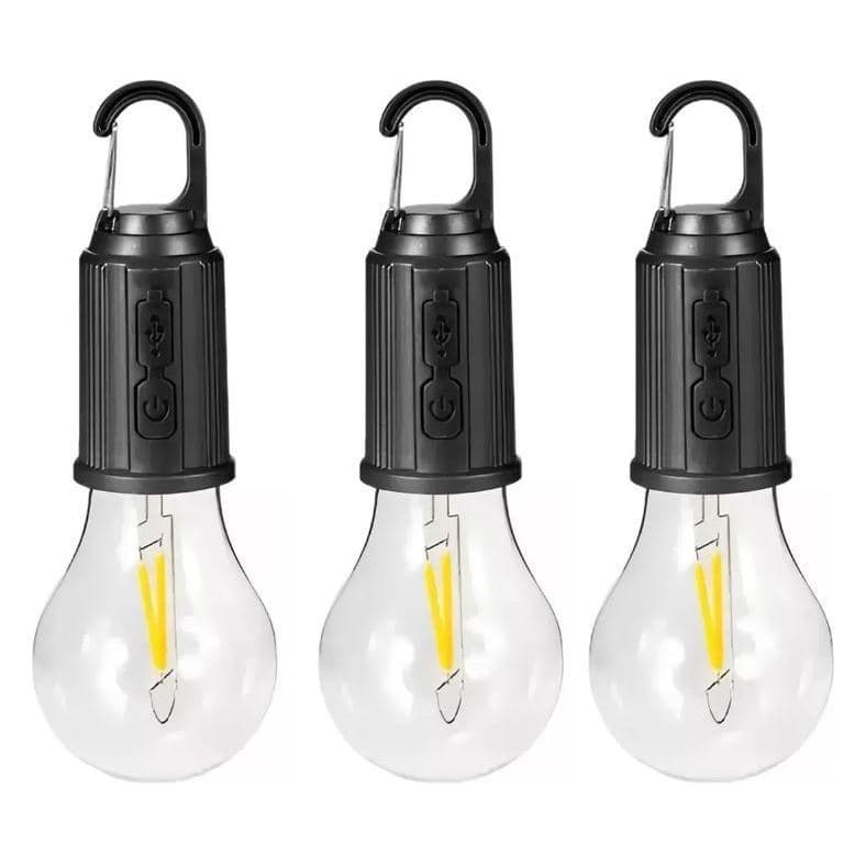 Lâmpadas De Emergência Kit 3 Com LED Recarregável Portátil Tipo Lanterna