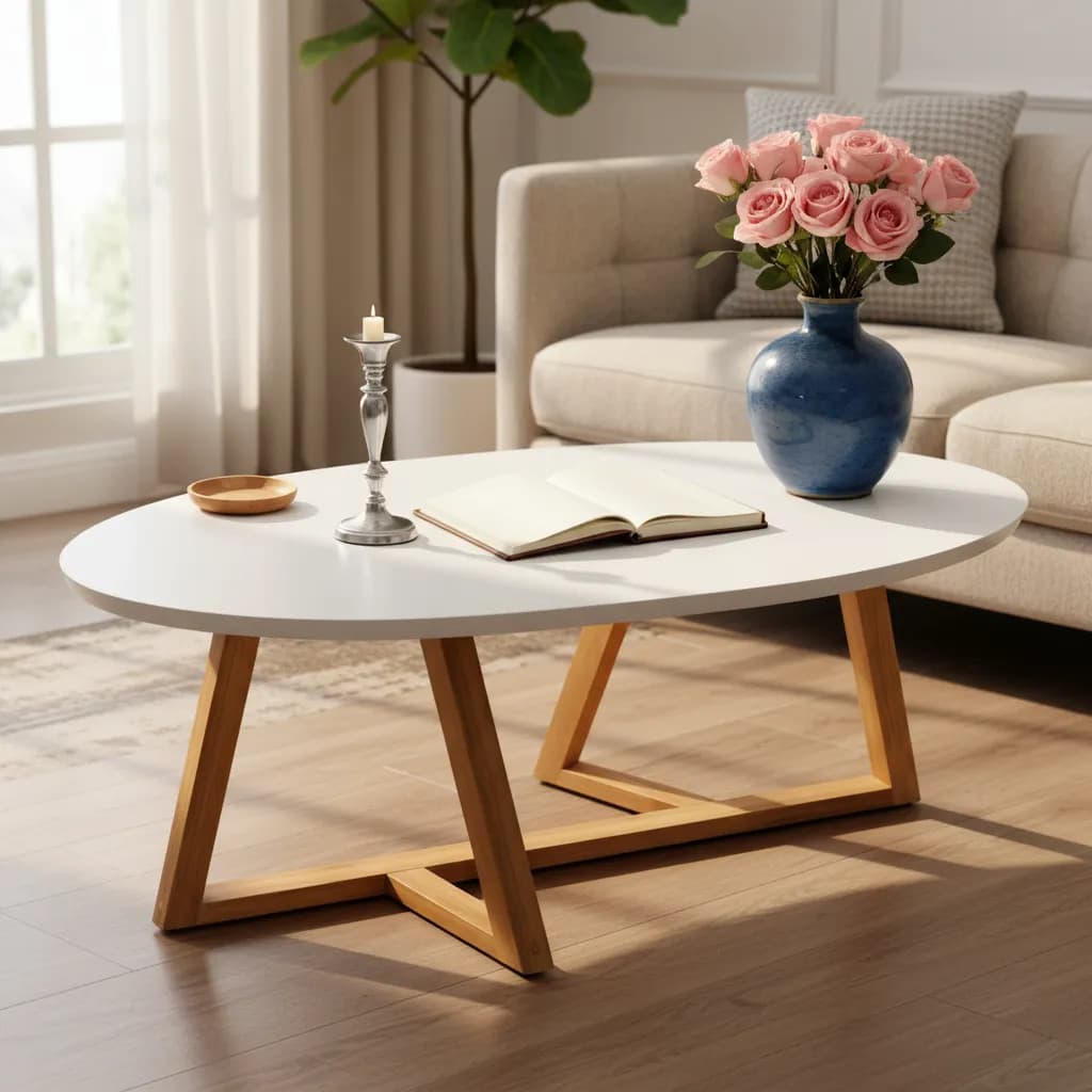 Mesa de centro de sala de estar estilo Industrial, com mesa de MDF e pernas de mesa