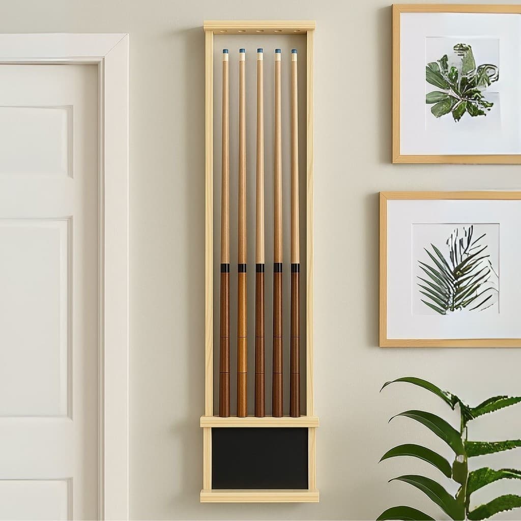 Suporte De Madeira Natural Para 8 Tacos Sinuca Snooker