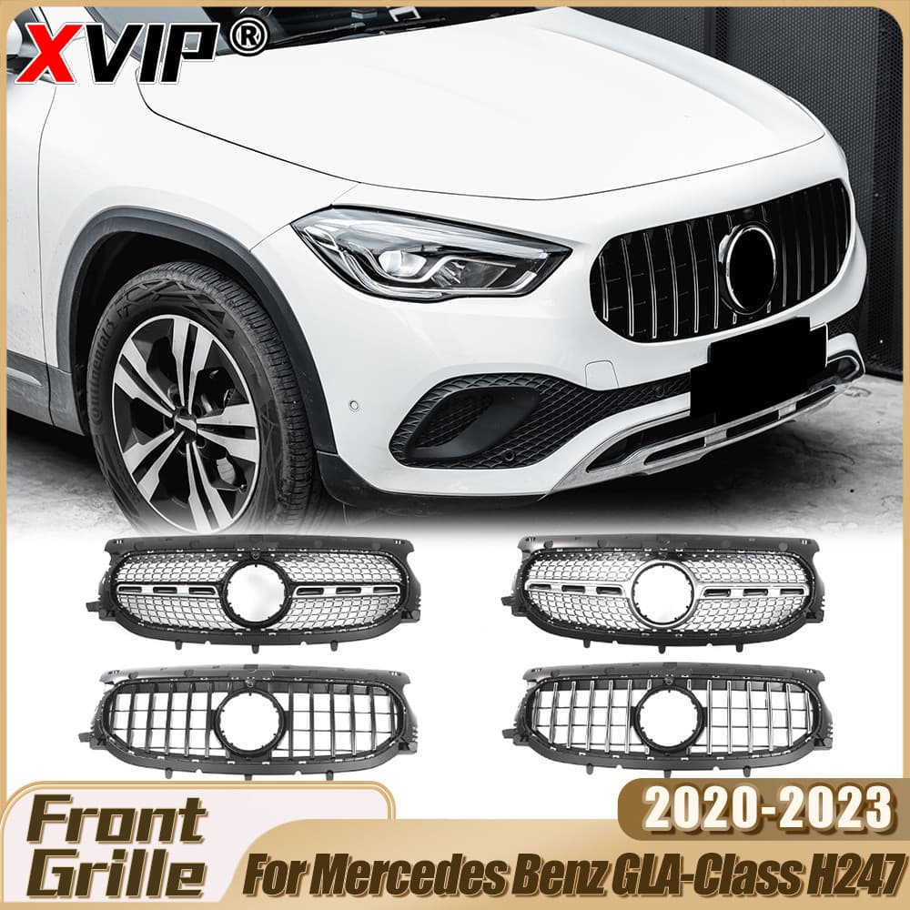 XVIP Pára-Choques Grill Para Mercedes Benz GLA-Class H247 GLA200 GLA250 2020-23 Cromo Preto Diamantes Estilo Grade De Co