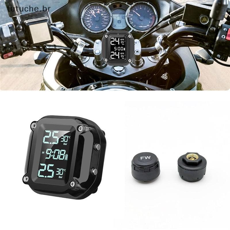 TU M5 Motocicleta TPMS Sem Fio Moto Sistema De Alarme Monitoramento Pressão Dos Pneus Com 2 Sensores Externos 5 Métodos 