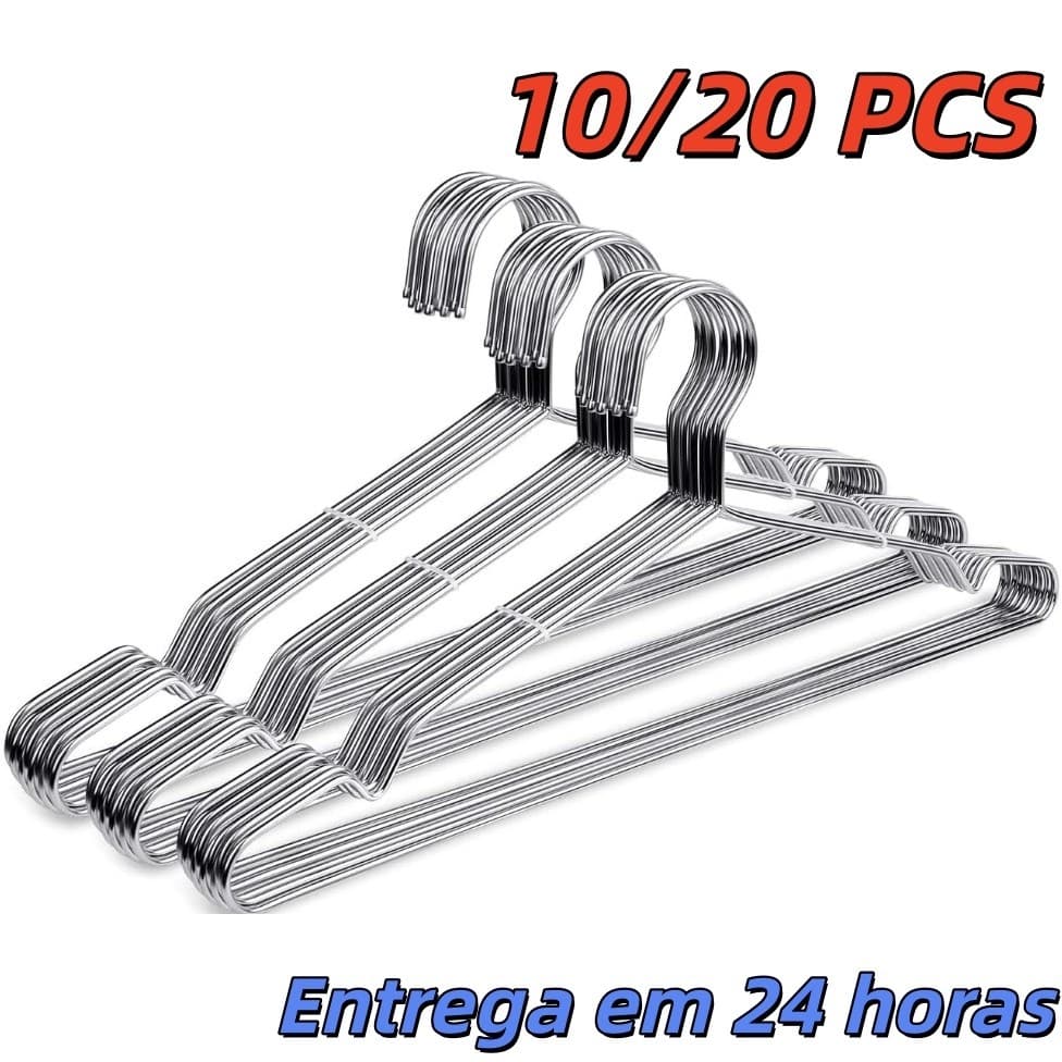 Cabides Titureiro De Luxo Em Aço Cromado Executivo Reforçado Organizar Roupas Closet Qualidade