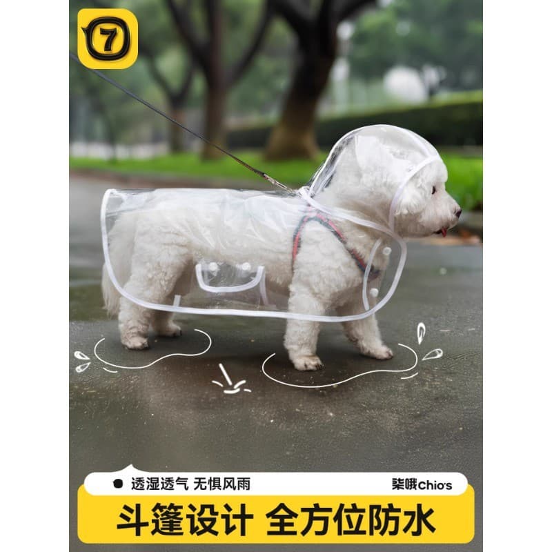 Capa de chuva para cachorro, transparente, à prova d'água, roupas para dias chuvosos, ferramenta útil para caminhada, pe