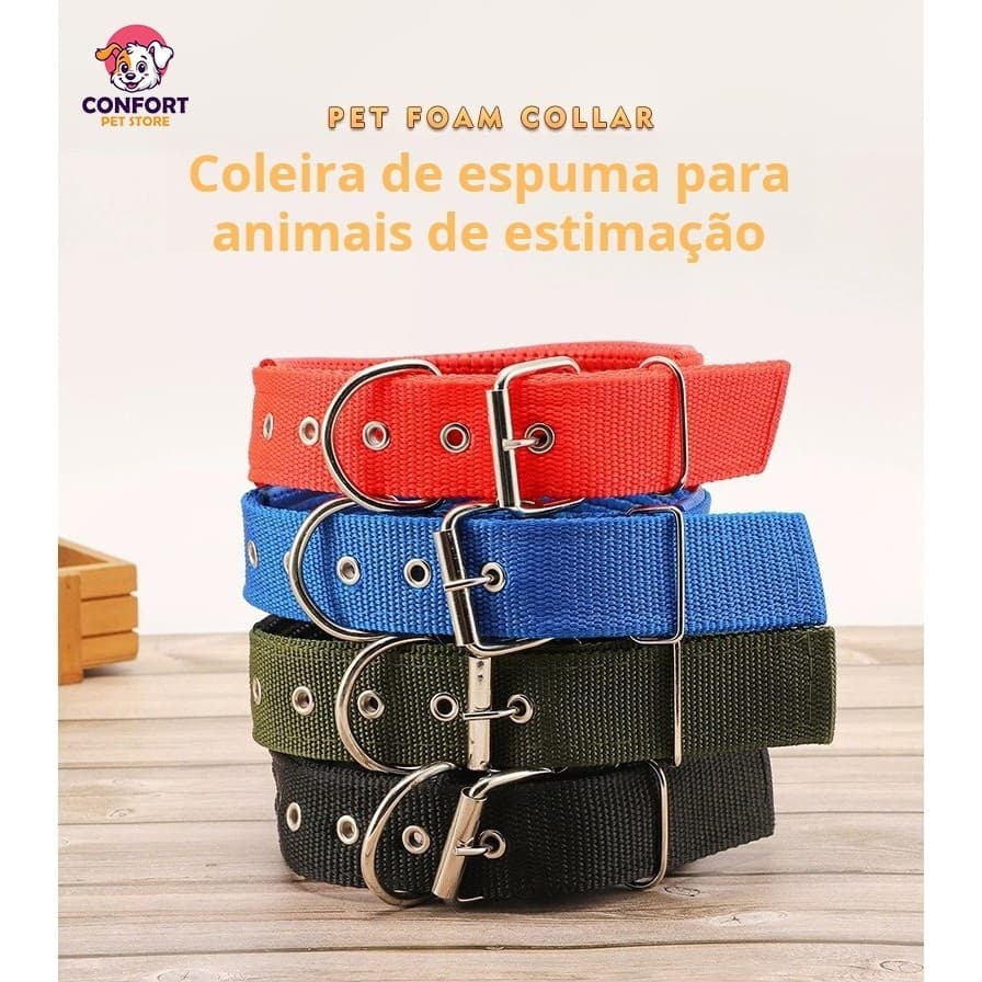 Coleira Ajustável Forrada para Cachorros e Gatos – Conforto e Segurança Coleiras para cães de porte médio a grande