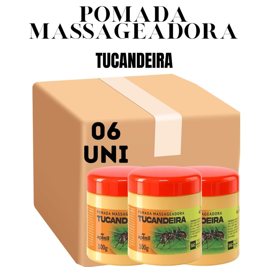 Kit 06 Unidades Pomada Massageadora Tucandeira Apinil 100G