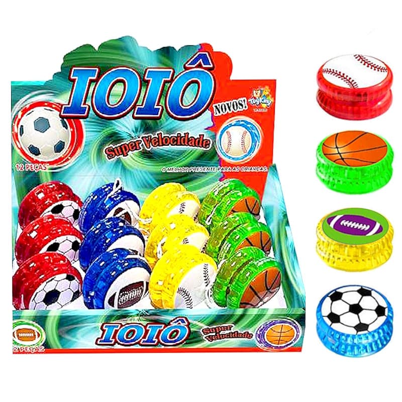Caixa 12 Ioiô Esportivo com Luz Lembrancinha Festa Sacolinha Surpresa Aniversário