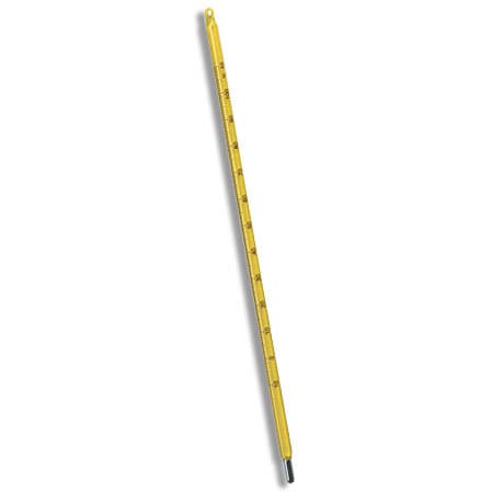 Termômetro Químico Escala Externa -10°C a +110°C Divisão 1°C 260mm - Amarelo - Alta Precisão - Laboratório Industrial