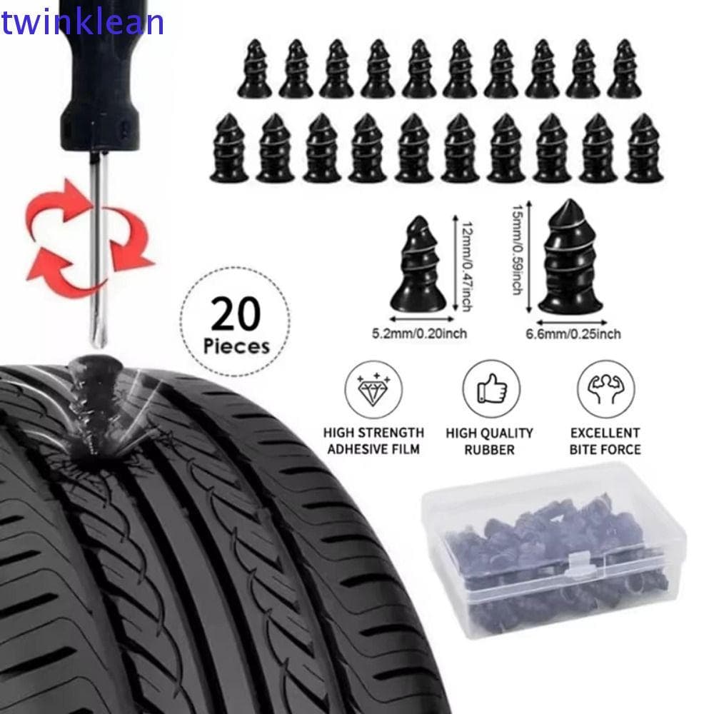 TWINKLEAN 10/20Pcs Prego Para Reparo De Pneus De Carro , Ferramenta De Autoatendimento Parafuso Auto-Roscante De Borrach