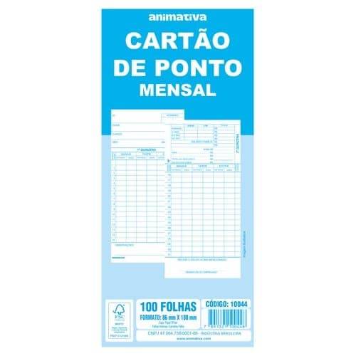 Cartao Ponto Mensal 100 Folhas Registro Presenca Controle Jornada Trabalho