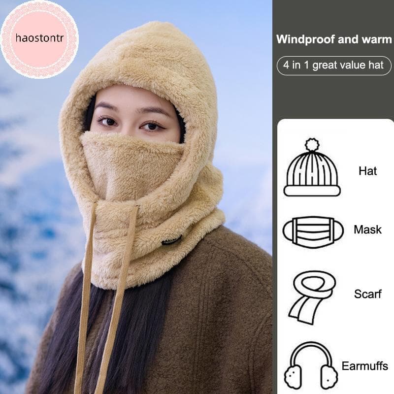 Haostontr Macio Cor Sólida Ciclismo À Prova De Vento Boné Capuz Térmico Inverno Balaclava Cordão Manter Quente Máscara D