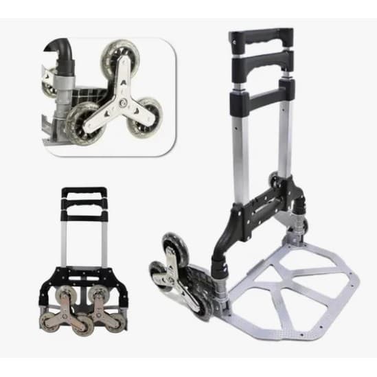 Carrinho De Mão para Carga e Transporte Dobrável 75kg, de Alumínio Sobe Escadas, utilizado para viagem/mudança