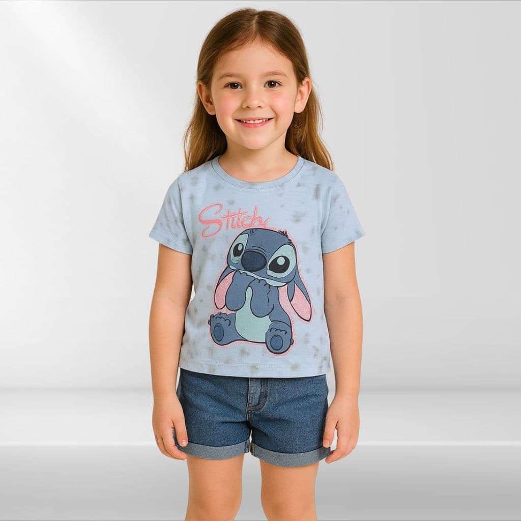 Blusa Infantil Menina Stitch Azul Brandili 26924 Brandili