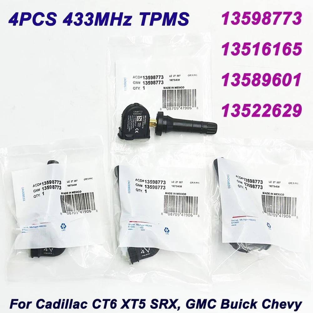 4 Pçs/SET Alta Qualidade 13598773 13516165 13589601 SENSOR De Pressão Dos Pneus TPMS 433mhz Para Cadillac CT6 XT5 SRX Ch