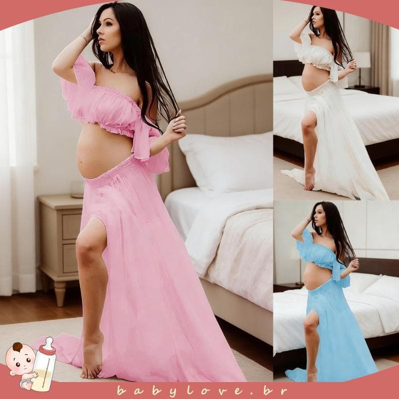 BABYLOVE Roupa Fotográfica Maternidade Extensível E Dois Conjuntos Para Esperar