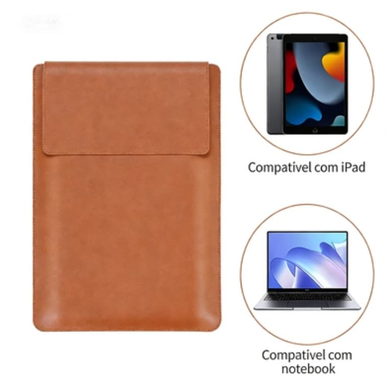 Bolsa Multiuso para Laptop Macbook Air M2 Capa de Couro PU 13 a 16 Polegadas com Suporte para Escritório e Estudo-OK004