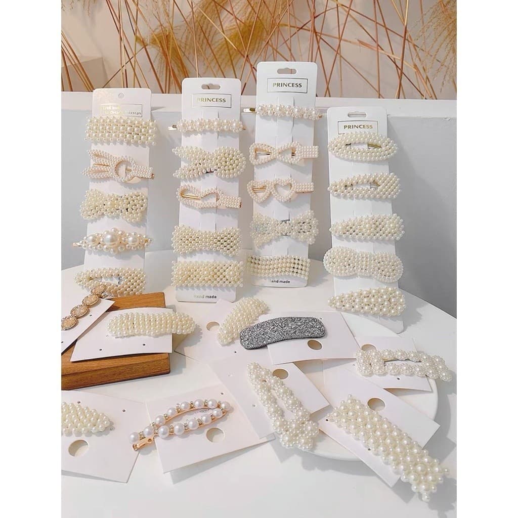 KIT 12 Presilhas Blogueira Tic Tac Delicado Com Perola Moda Feminina Blogueira Perola