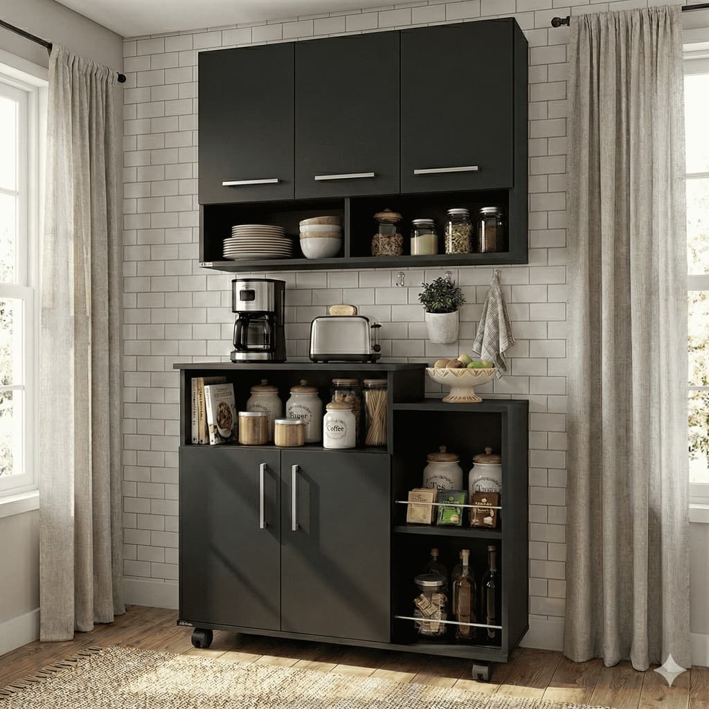 Cozinha Compacta Completa com Armário Aéreo e Fruteira Organizadora