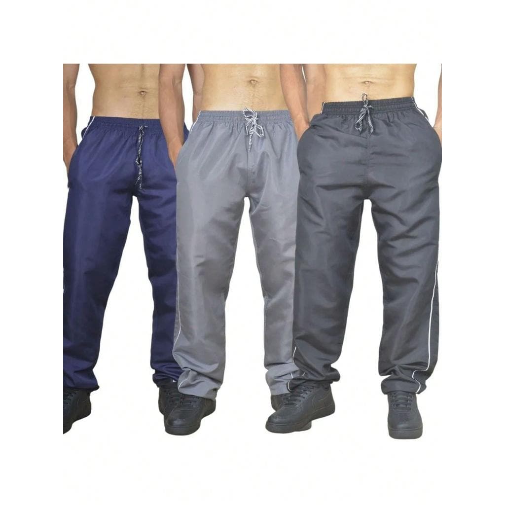 Kit 3 Calça Masculina Peças Em Tactel Esportivo Dia a Dia Casual