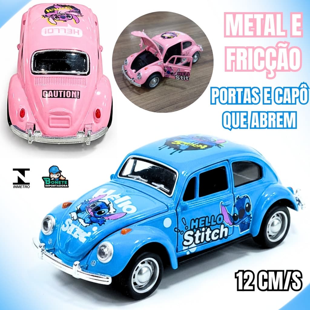 Fusca de Brinquedo Estilo Urso com Fricção e Capô Funcional
