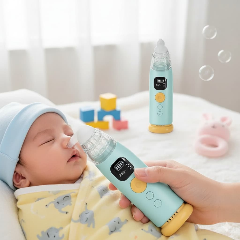 Aspirador Nasal Infantil 9 Níveis Sucção Ajustável Com Música Recarregável Silicone Alimentício Seguro Silencioso 5V/1A