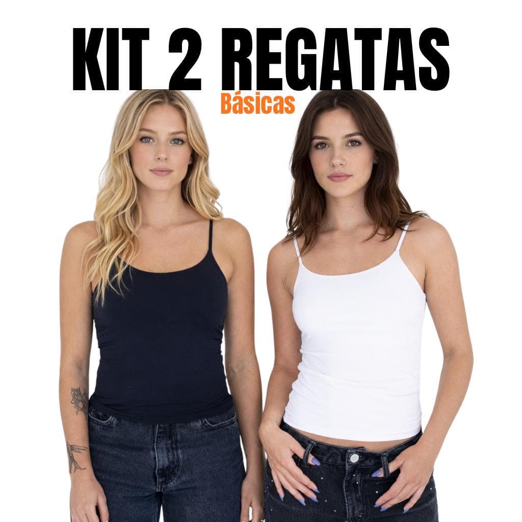 Kit 2 Regata Feminina Alça Fina Básica Moda Basic Blusinha ou 1 Regata Feminina Alça Fina Básica