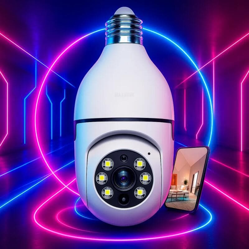 Mini Câmera de Segurança WiFi 360° Visão Noturna Áudio Bidirecional Alarme Monitoramento Remoto via Celular