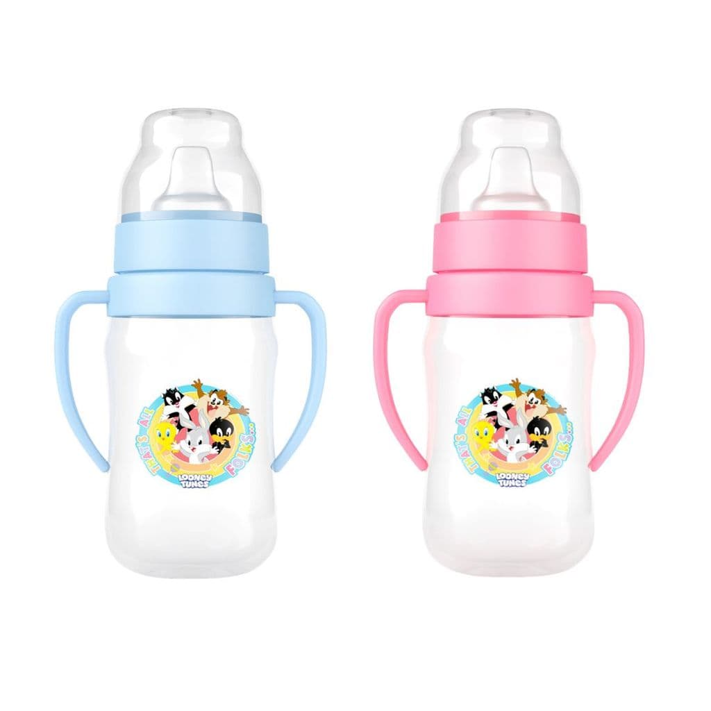 Super Copo Treinamento Azul ou Rosa 300ml C/ Alça e Bico Flexível Looney Tunes