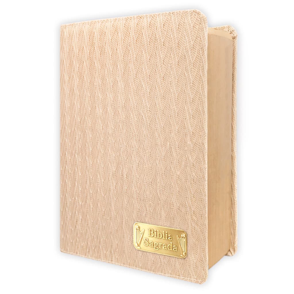 Bíblia Sagrada Letra Hiper Gigante - Gold Glitter Creme Estria - C/ Harpa - 14x21cm
