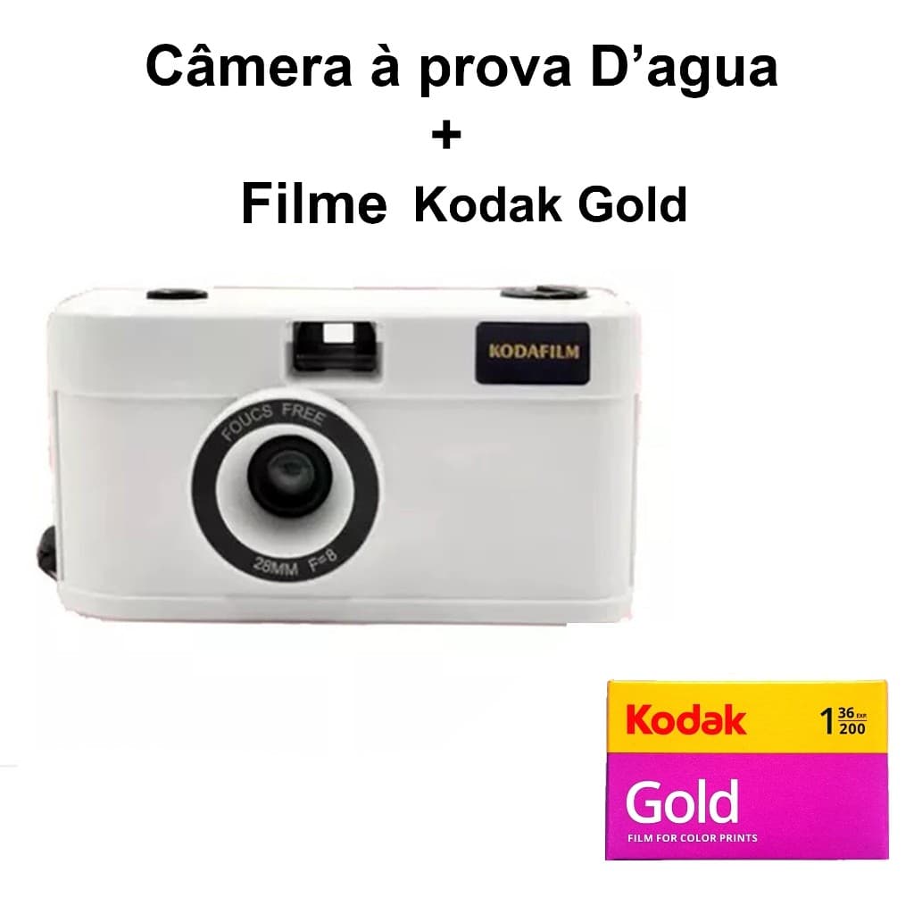 Câmera Analógica À Prova D'água 35mm + Filme Kodak Gold 36 Poses