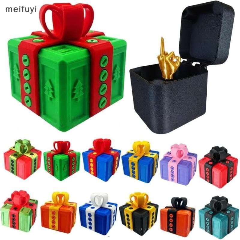 [MF] 1 Conjunto De Dedo Médio Novidade Natal Adulto Caixa Surpresa Com Parafusos 3D Impresso Engraçado Brincadeira Prese