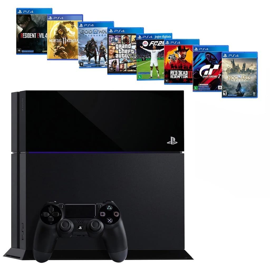 Sony Playstation 4 Fat 1000 gb / 500 gb Ps4 + Ea Fc Fifa 25 + God Raganarok + Gta 5 + Mkt 11