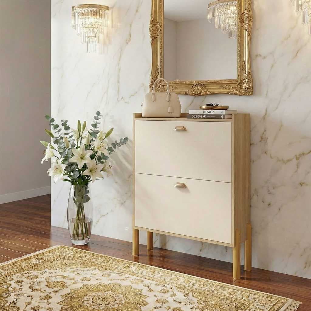 Sapateira Hall Quarto Organizador Calçados Closet ou Lolla 2 Gavetas Portas Basculante Luxo Lançamento Com e sem pés