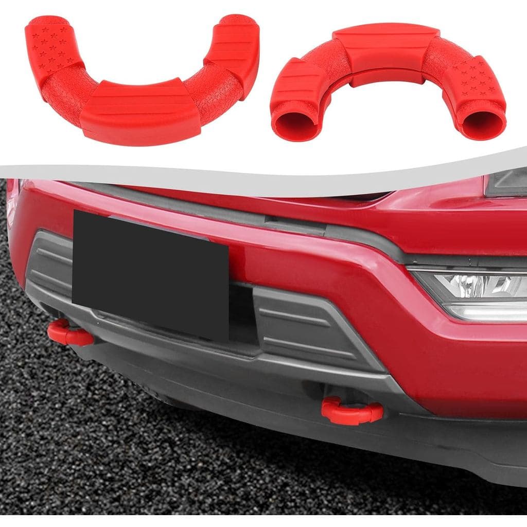 Capas de Gancho de Reboque do Para-choque Dianteiro 2Pcs Compatíveis com Acessórios Exteriores Ford F150 2009-2025 (Verm