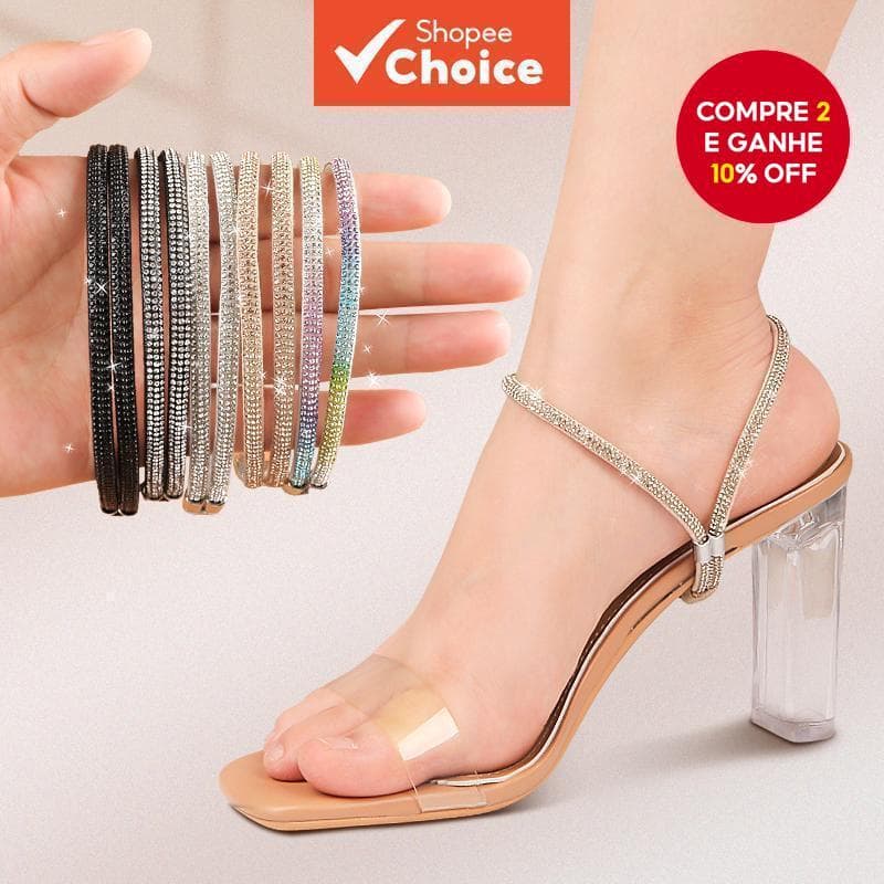 Saltos Destacáveis Tiras De Sapato Para Cinto Cinta Feminino Cristal Strass Anti Solto Cadarço