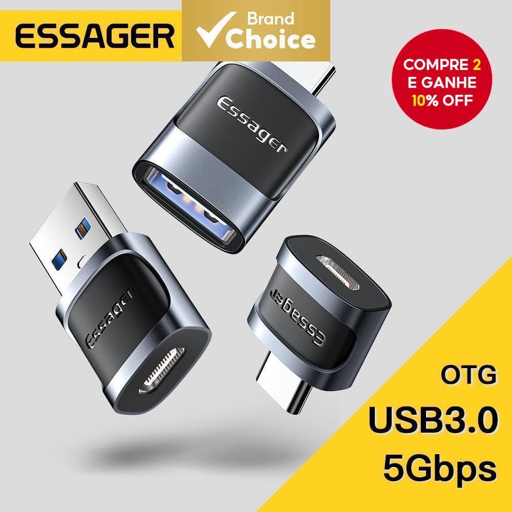 Essager USB Para Tipo C Mirco OTG Conversor ABS Computador Android Premiumotg