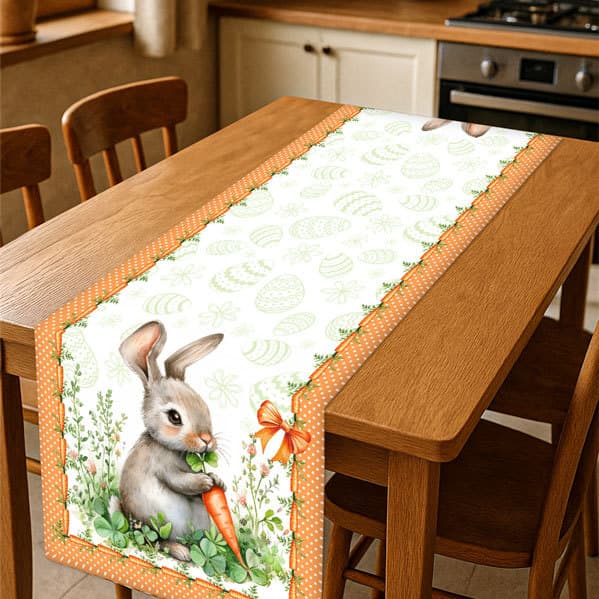 Trilho Caminho De Mesa Passadeira Toalha Estampada Decoração Páscoa 0,45x1,45