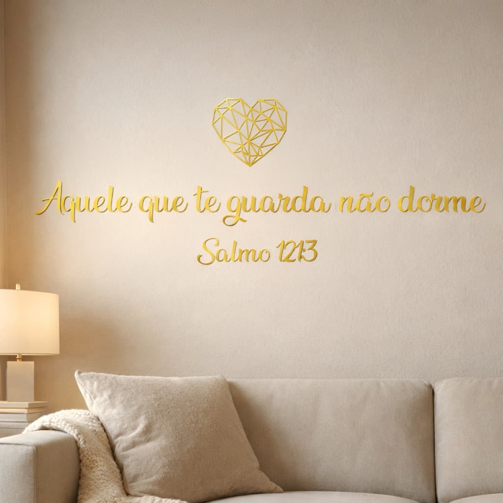 Aplique Decorativo Frase “Aquele Que Te Guarda Não Dorme” – Salmo 121 em MDF