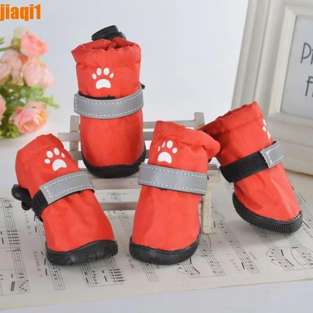JIAQI1 4 Unidades/Conjunto Botas Para Cachorros , Sapatos Impermeáveis Antiderrapantes Cães De Estimação De Chuva Reflex
